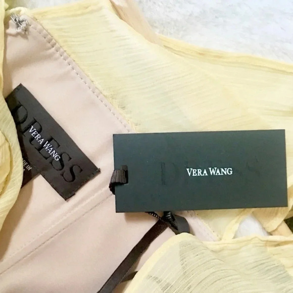 NWT Vera Wang Chiffon Pleated Lace Dress - Picture 6 of 7